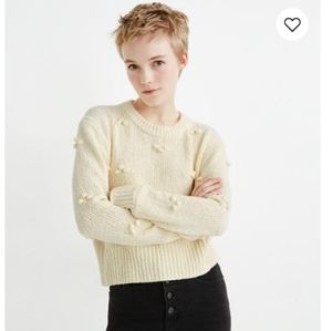 Madewell NWT Dotted Bobble Pullover Sweater Large Antique Cream-Soft Retail $98